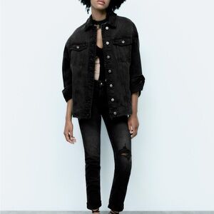 Zara Black Jean Jacket Timeless Style